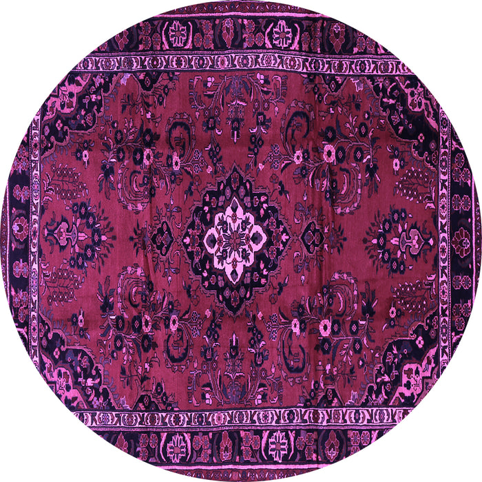 Round Machine Washable Persian Purple Traditional Area Rugs, wshtr1825pur