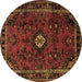 Round Persian Brown Traditional Rug, tr1825brn