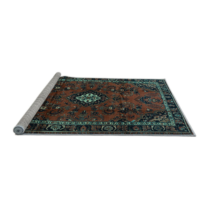 Sideview of Machine Washable Persian Light Blue Traditional Rug, wshtr1825lblu