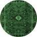 Round Machine Washable Persian Emerald Green Traditional Area Rugs, wshtr1825emgrn