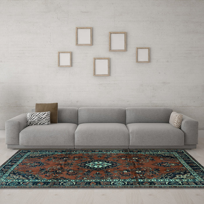 Machine Washable Persian Light Blue Traditional Rug in a Living Room, wshtr1825lblu