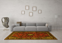 Machine Washable Persian Yellow Traditional Rug in a Living Room, wshtr1825yw