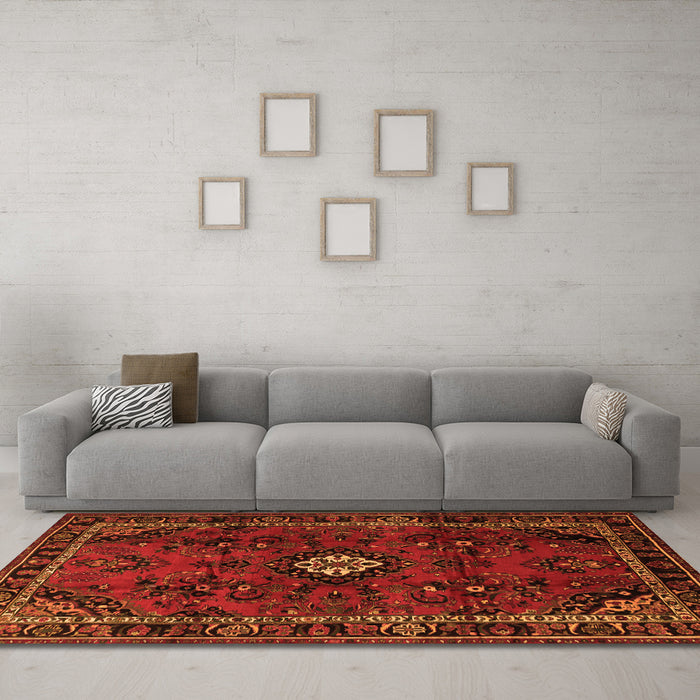 Machine Washable Persian Orange Traditional Area Rugs in a Living Room, wshtr1825org