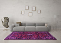 Machine Washable Persian Purple Traditional Rug, wshtr1825pur