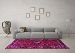 Machine Washable Persian Pink Traditional Rug in a Living Room, wshtr1825pnk