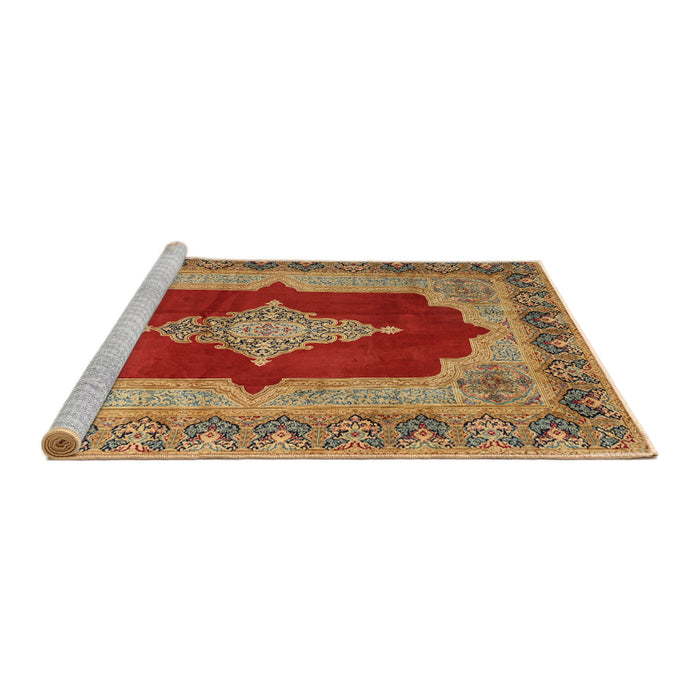 Sideview of Machine Washable Traditional Gold Rug, wshtr1826