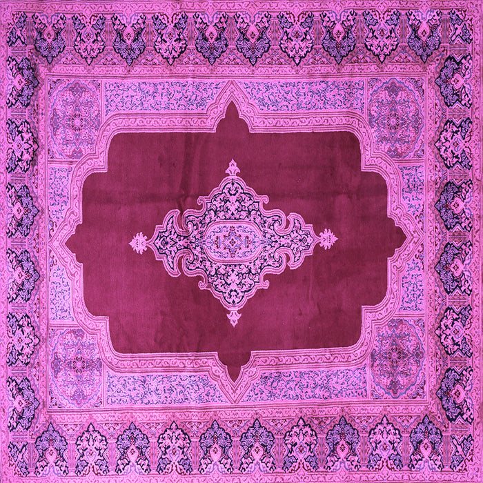 Square Machine Washable Medallion Purple Traditional Area Rugs, wshtr1826pur