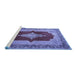 Sideview of Machine Washable Medallion Blue Traditional Rug, wshtr1826blu