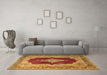 Machine Washable Medallion Brown Traditional Rug in a Living Room,, wshtr1826brn