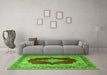 Machine Washable Medallion Green Traditional Area Rugs in a Living Room,, wshtr1826grn