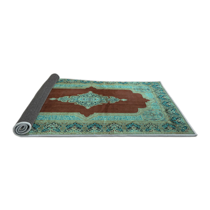 Sideview of Medallion Light Blue Traditional Rug, tr1826lblu