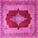 Square Machine Washable Medallion Pink Traditional Rug, wshtr1826pnk