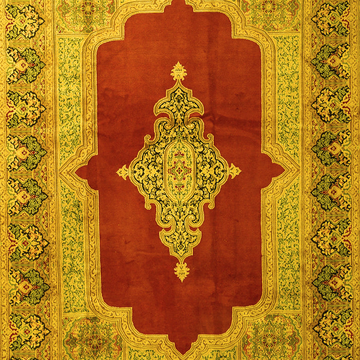 Machine Washable Medallion Yellow Traditional Rug, wshtr1826yw