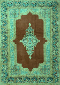 Medallion Turquoise Traditional Rug, tr1826turq