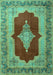 Medallion Turquoise Traditional Rug, tr1826turq