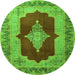 Square Medallion Green Traditional Rug, tr1826grn