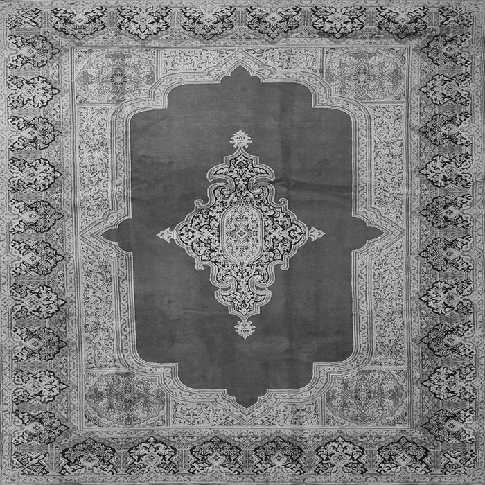 Round Machine Washable Medallion Gray Traditional Rug, wshtr1826gry