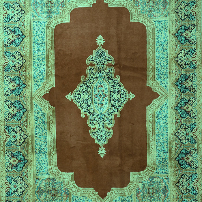 Machine Washable Medallion Turquoise Traditional Area Rugs, wshtr1826turq