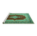 Sideview of Machine Washable Medallion Turquoise Traditional Area Rugs, wshtr1826turq