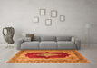 Machine Washable Medallion Orange Traditional Area Rugs in a Living Room, wshtr1826org