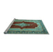 Sideview of Machine Washable Medallion Light Blue Traditional Rug, wshtr1826lblu