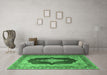 Machine Washable Medallion Emerald Green Traditional Area Rugs in a Living Room,, wshtr1826emgrn