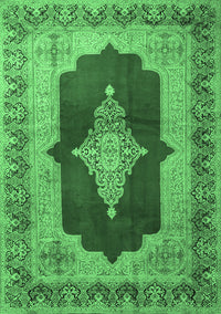 Medallion Emerald Green Traditional Rug, tr1826emgrn