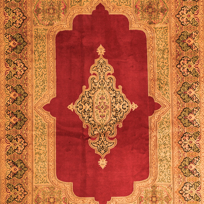 Serging Thickness of Machine Washable Medallion Orange Traditional Area Rugs, wshtr1826org