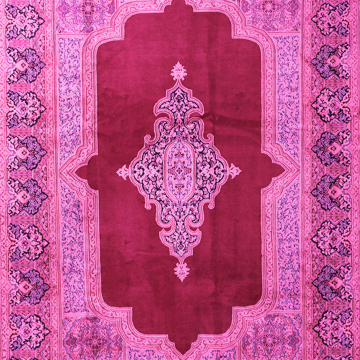 Machine Washable Medallion Pink Traditional Rug, wshtr1826pnk