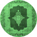 Round Medallion Emerald Green Traditional Rug, tr1826emgrn