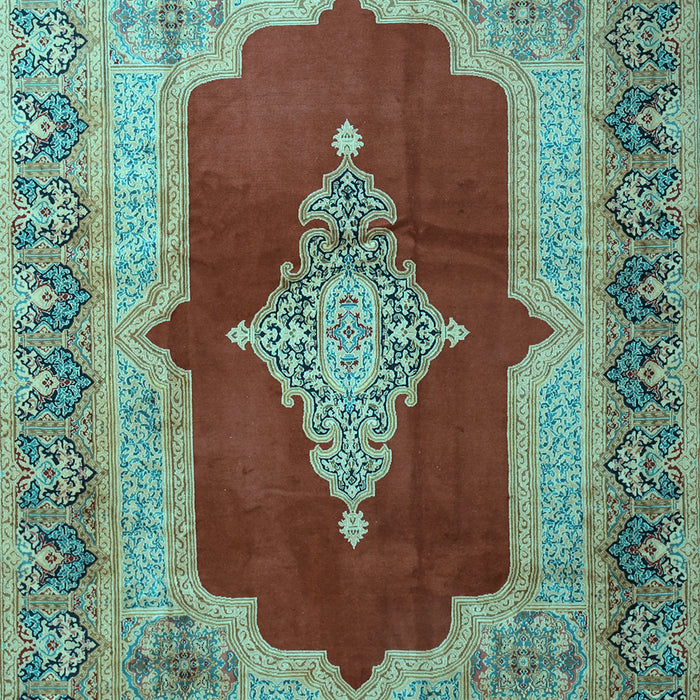 Machine Washable Medallion Light Blue Traditional Rug, wshtr1826lblu