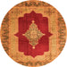 Machine Washable Medallion Orange Traditional Area Rugs, wshtr1826org