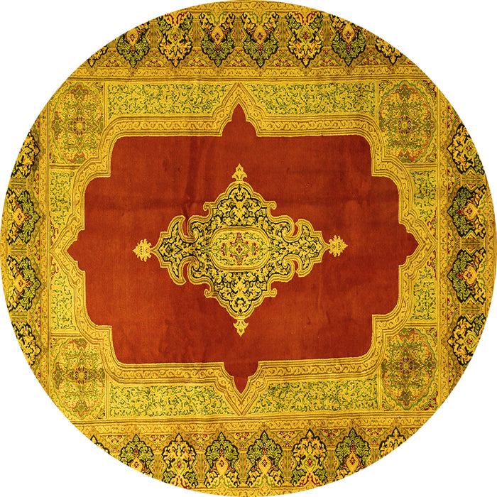 Round Medallion Yellow Traditional Rug, tr1826yw