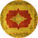 Round Medallion Yellow Traditional Rug, tr1826yw