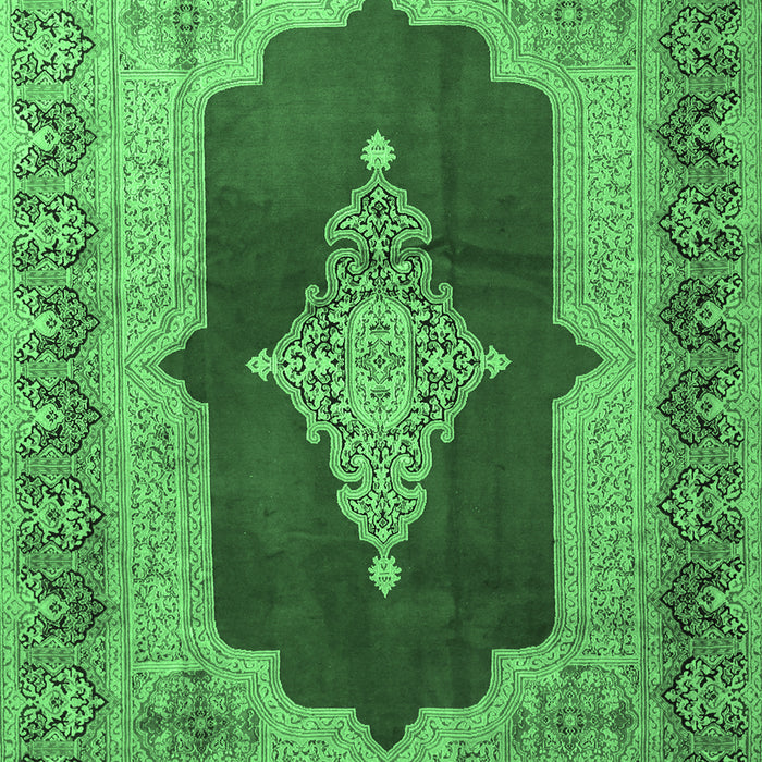 Machine Washable Medallion Emerald Green Traditional Area Rugs, wshtr1826emgrn