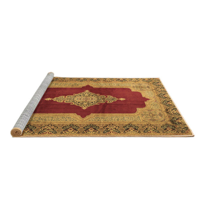 Sideview of Machine Washable Medallion Brown Traditional Rug, wshtr1826brn