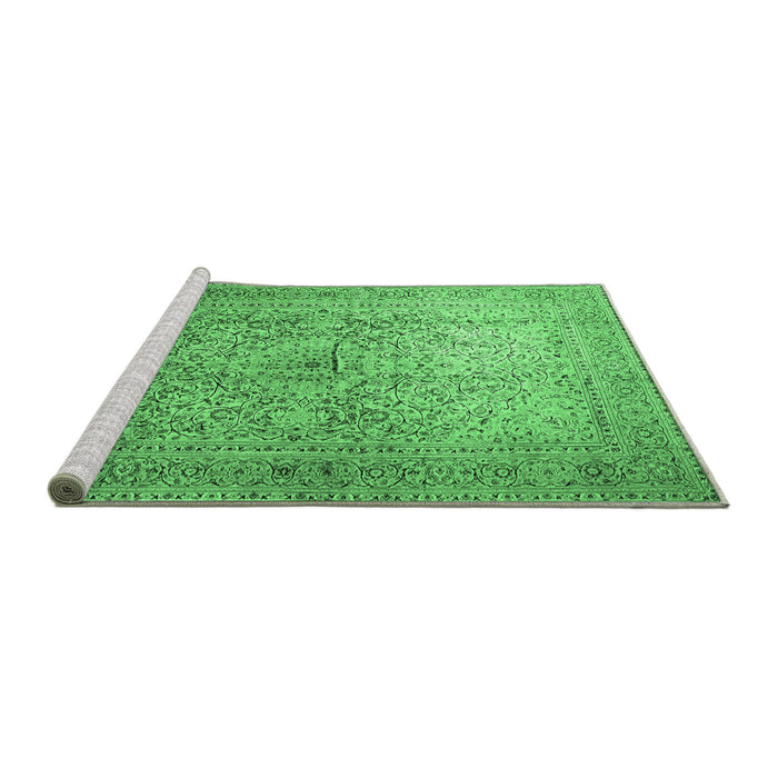 Sideview of Machine Washable Persian Emerald Green Traditional Area Rugs, wshtr1827emgrn