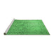 Sideview of Machine Washable Persian Emerald Green Traditional Area Rugs, wshtr1827emgrn