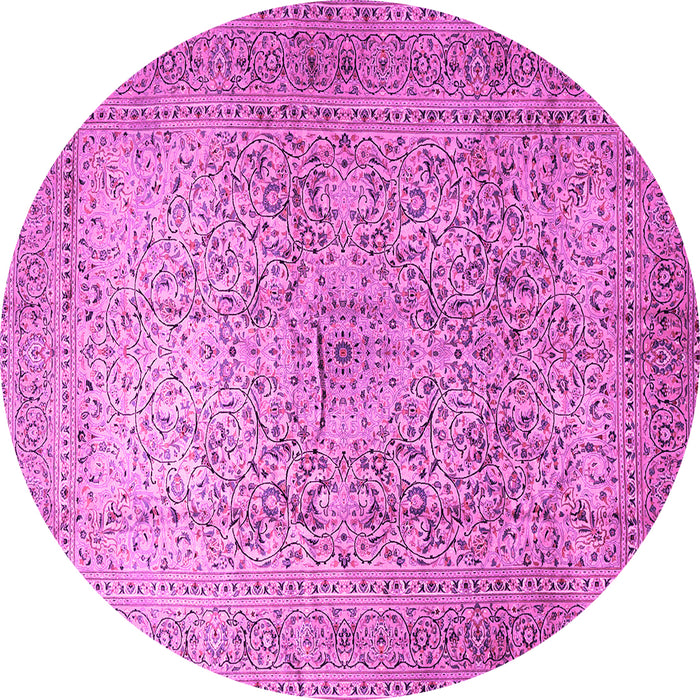 Round Machine Washable Persian Pink Traditional Rug, wshtr1827pnk