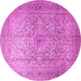 Round Machine Washable Persian Pink Traditional Rug, wshtr1827pnk