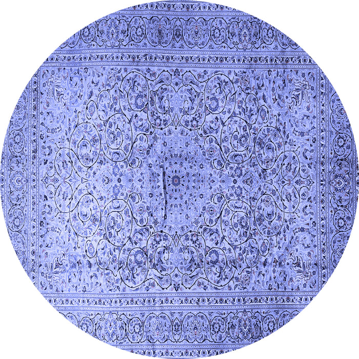 Round Machine Washable Persian Blue Traditional Rug, wshtr1827blu