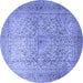 Round Machine Washable Persian Blue Traditional Rug, wshtr1827blu