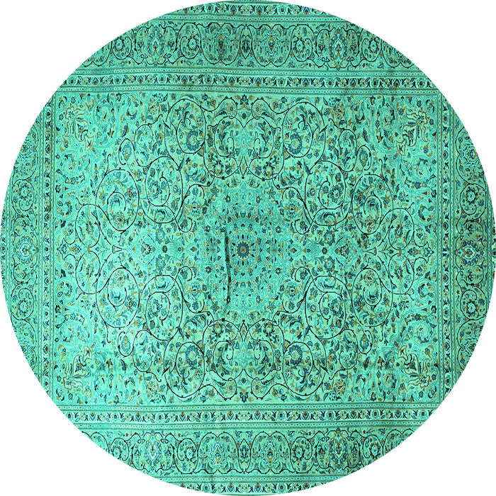 Round Persian Turquoise Traditional Rug, tr1827turq