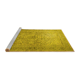 Sideview of Machine Washable Persian Yellow Traditional Rug, wshtr1827yw
