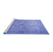 Sideview of Machine Washable Persian Blue Traditional Rug, wshtr1827blu