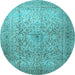 Round Persian Light Blue Traditional Rug, tr1827lblu