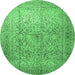 Round Persian Emerald Green Traditional Rug, tr1827emgrn