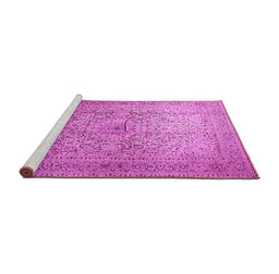 Sideview of Machine Washable Persian Pink Traditional Rug, wshtr1827pnk