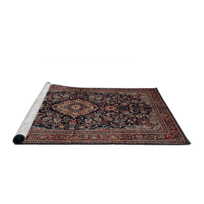 Sideview of Machine Washable Traditional Dark Almond Brown Rug, wshtr1828