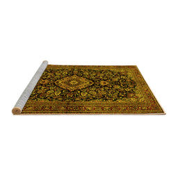 Sideview of Machine Washable Medallion Yellow Traditional Rug, wshtr1828yw